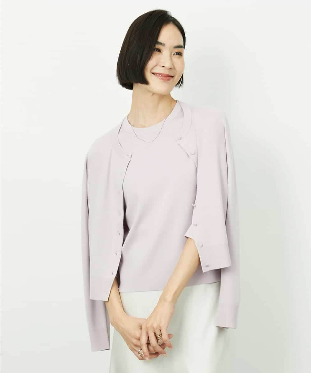 FMSDD01230 MICHEL KLEIN(ミッシェルクラン) [アンサンブル対応]コンパクトクルーネックカーディガン ホワイト