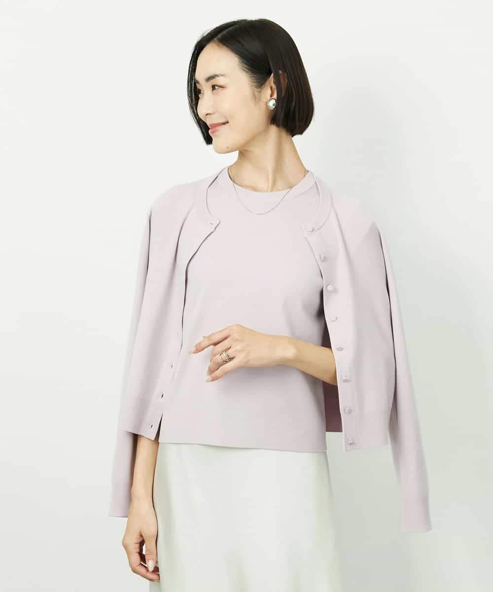 FMSDD01230 MICHEL KLEIN(ミッシェルクラン) [アンサンブル対応]コンパクトクルーネックカーディガン ホワイト