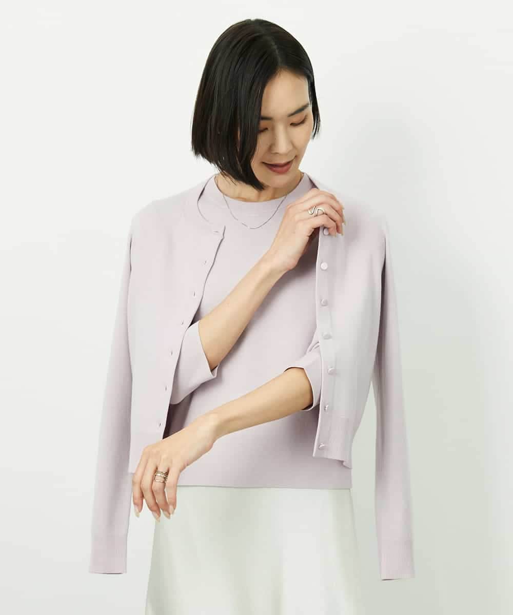 FMSDD01230 MICHEL KLEIN(ミッシェルクラン) [アンサンブル対応]コンパクトクルーネックカーディガン ホワイト