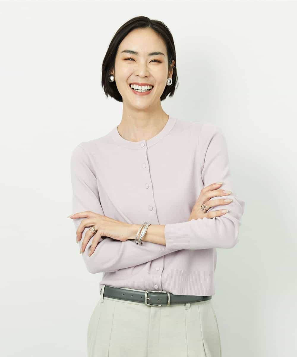 FMSDD01230 MICHEL KLEIN(ミッシェルクラン) [アンサンブル対応]コンパクトクルーネックカーディガン ホワイト