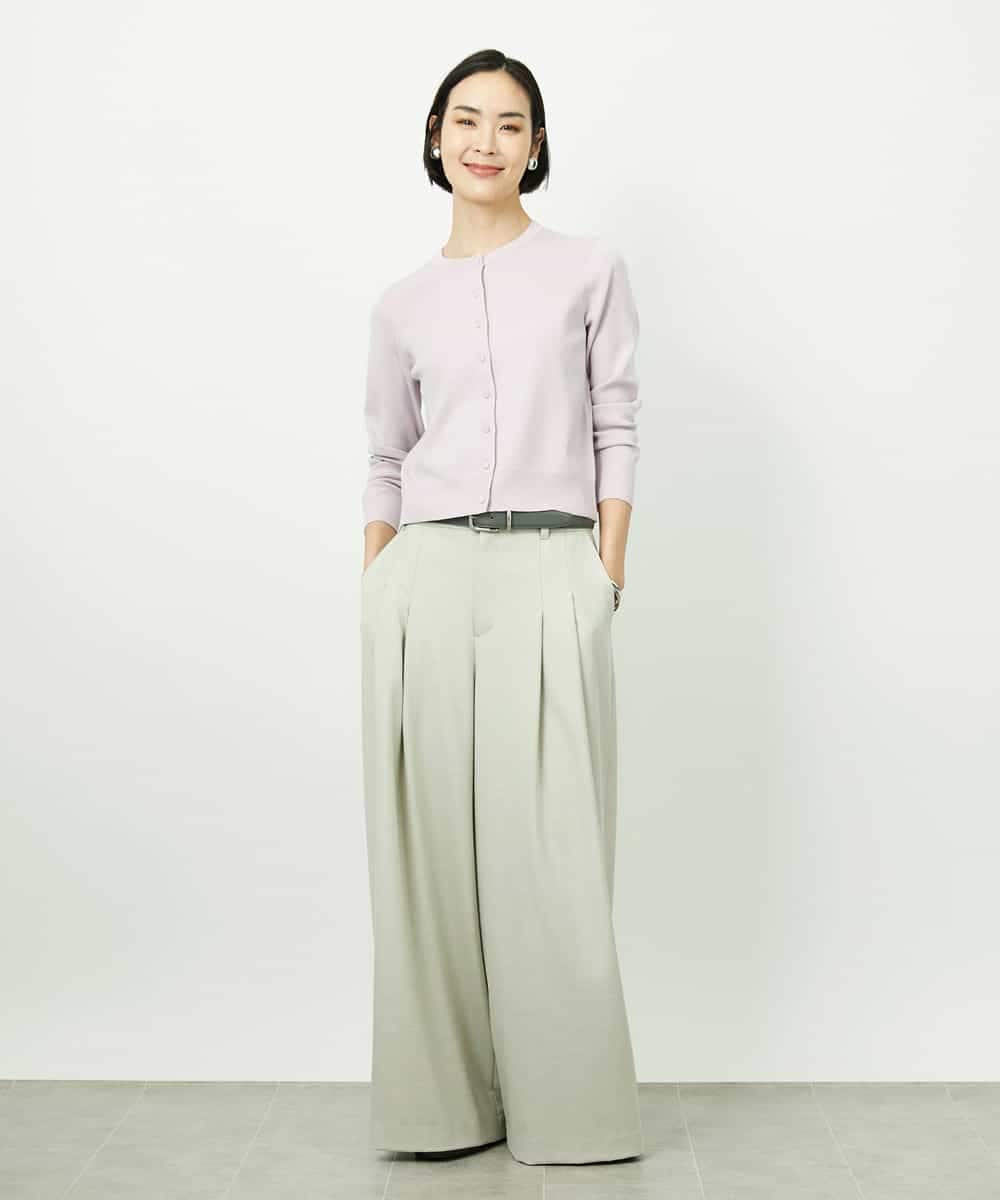 FMSDD01230 MICHEL KLEIN(ミッシェルクラン) [アンサンブル対応]コンパクトクルーネックカーディガン ホワイト