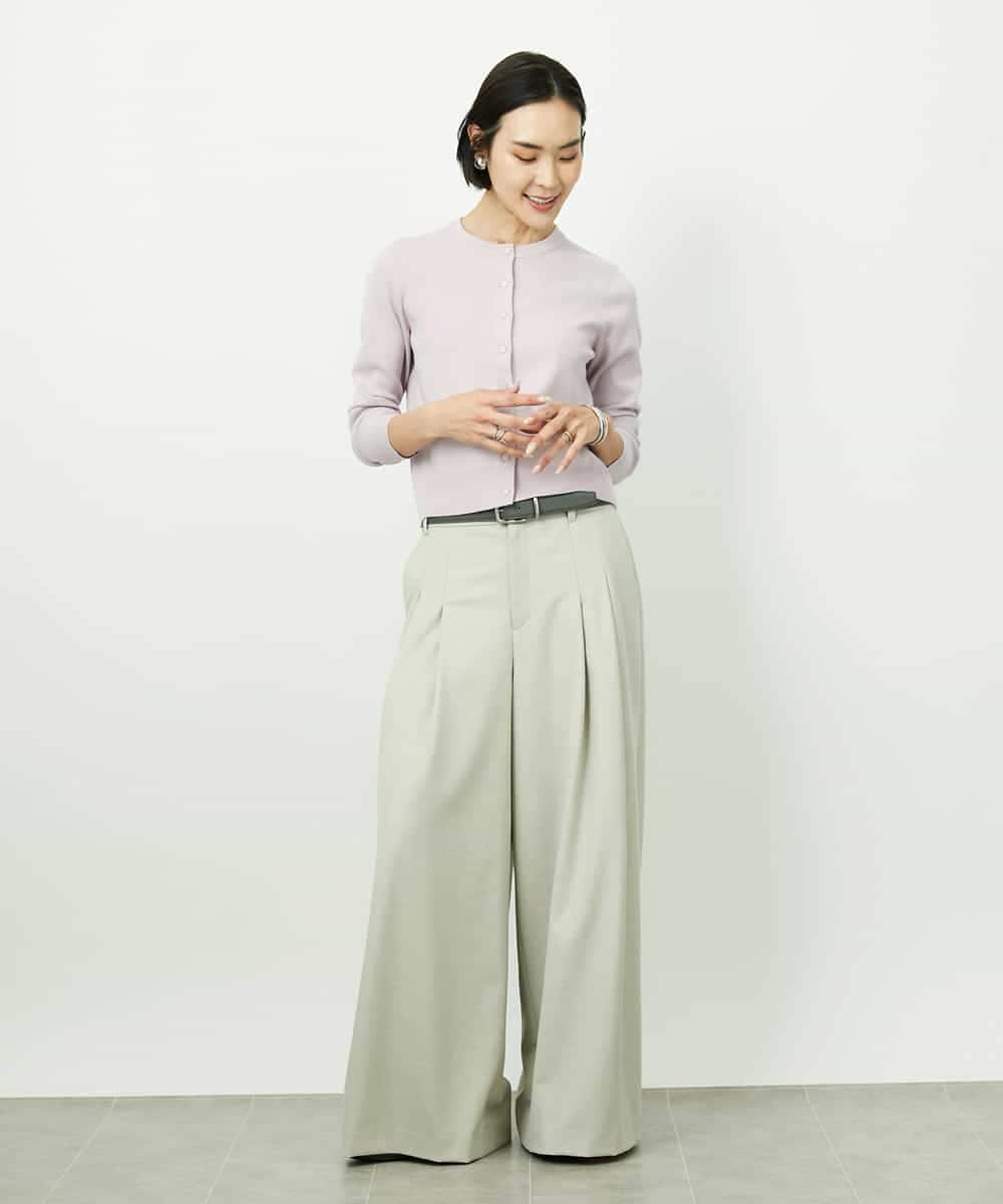 FMSDD01230 MICHEL KLEIN(ミッシェルクラン) [アンサンブル対応]コンパクトクルーネックカーディガン ホワイト