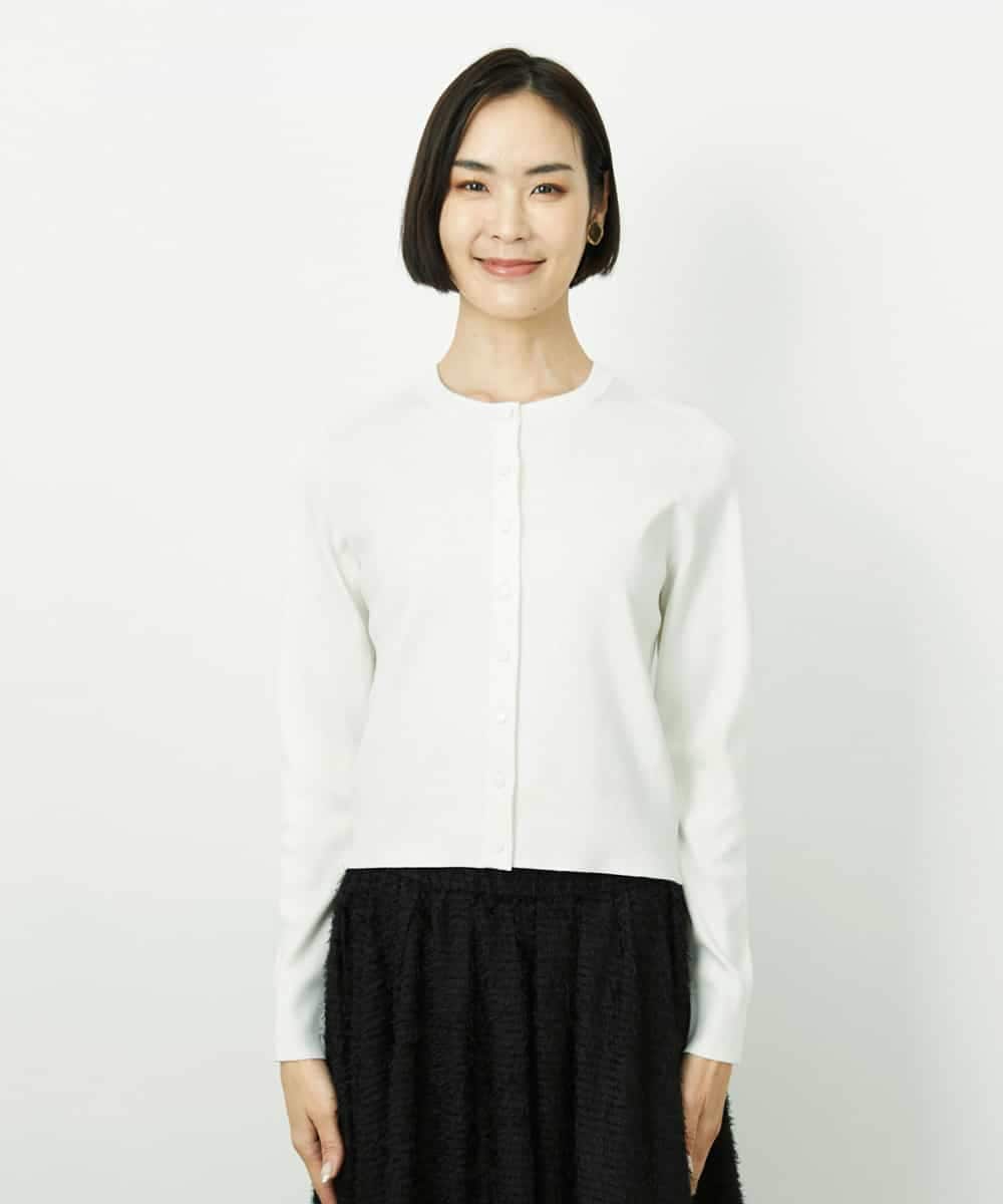 FMSDD01230 MICHEL KLEIN(ミッシェルクラン) [アンサンブル対応]コンパクトクルーネックカーディガン ホワイト