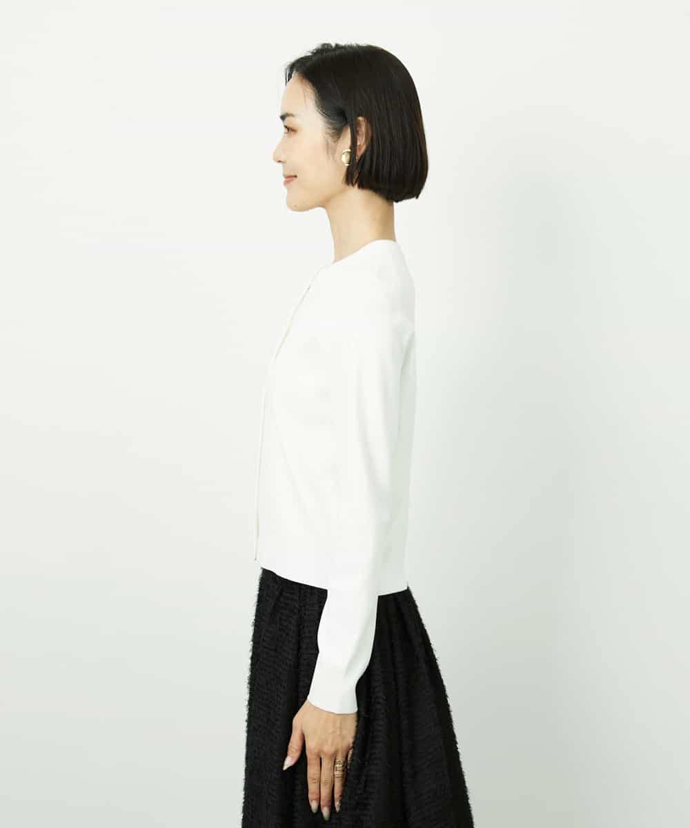 FMSDD01230 MICHEL KLEIN(ミッシェルクラン) [アンサンブル対応]コンパクトクルーネックカーディガン ホワイト