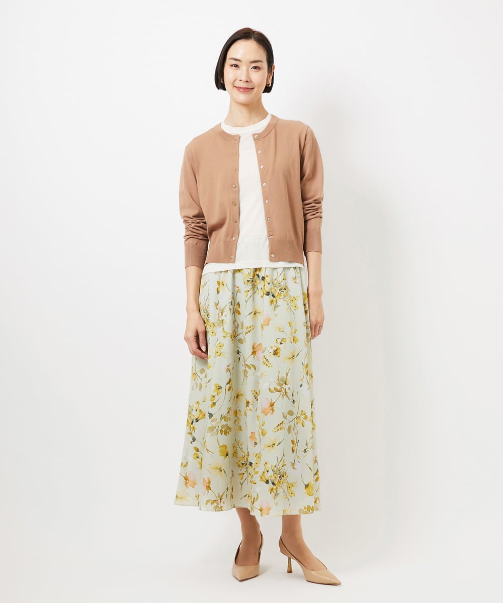 FMSDD13230 MICHEL KLEIN(ミッシェルクラン) コンパクトクルーネックカーディガン ベージュ