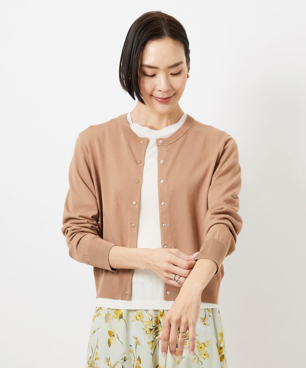 FMSDD13230 MICHEL KLEIN(ミッシェルクラン) コンパクトクルーネックカーディガン ベージュ