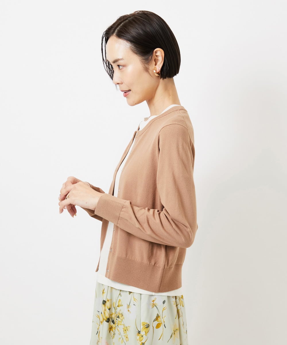 FMSDD13230 MICHEL KLEIN(ミッシェルクラン) コンパクトクルーネックカーディガン ベージュ