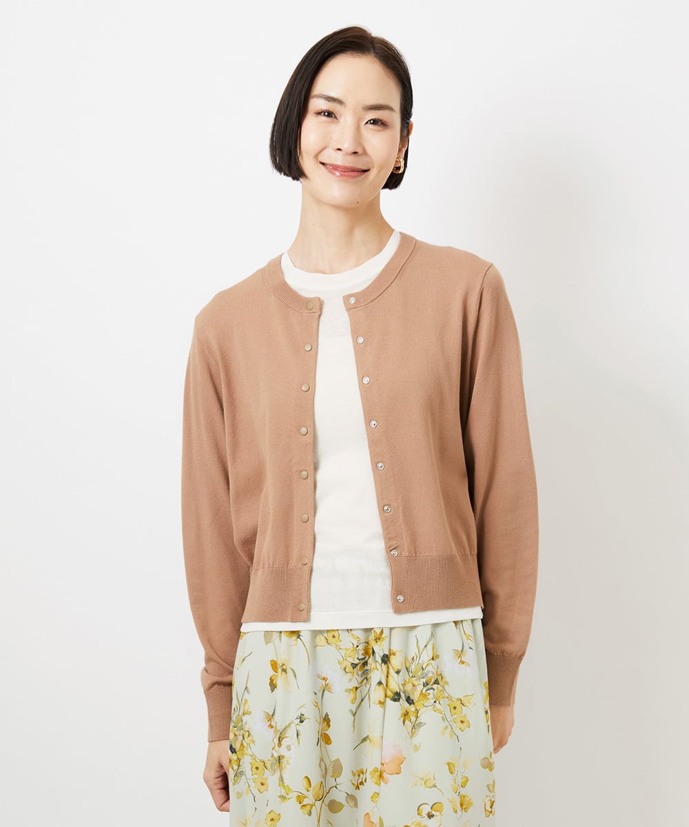 FMSDD13230 MICHEL KLEIN(ミッシェルクラン) コンパクトクルーネックカーディガン ベージュ