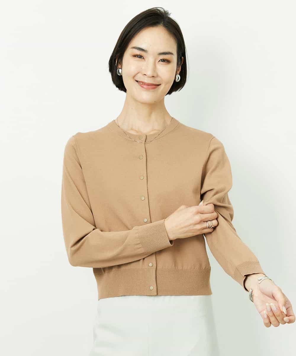 FMSDD13230 MICHEL KLEIN(ミッシェルクラン) コンパクトクルーネックカーディガン ベージュ