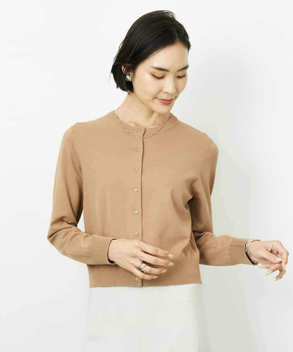 FMSDD13230 MICHEL KLEIN(ミッシェルクラン) コンパクトクルーネックカーディガン ベージュ