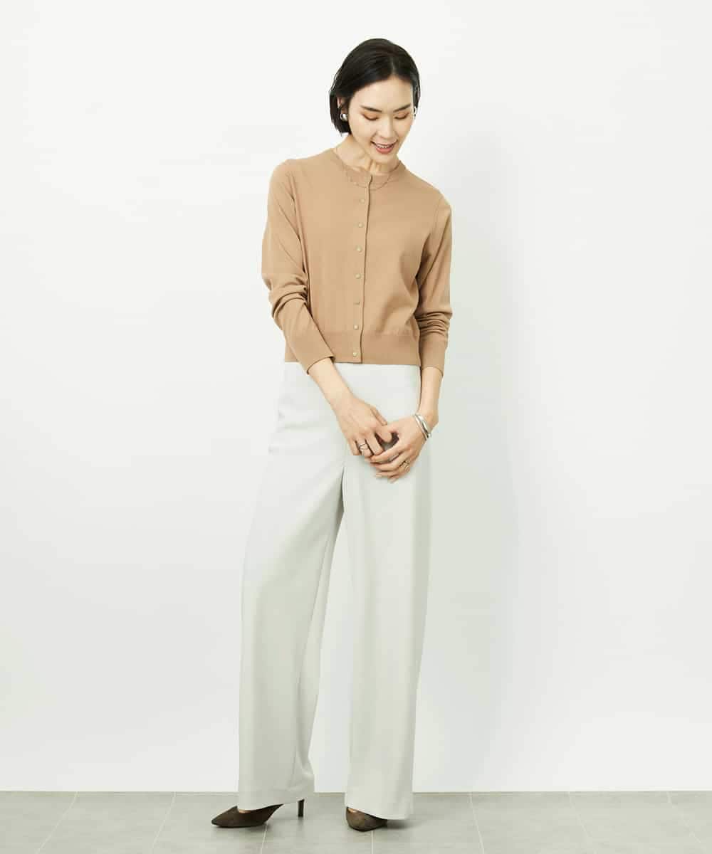 FMSDD13230 MICHEL KLEIN(ミッシェルクラン) コンパクトクルーネックカーディガン ベージュ