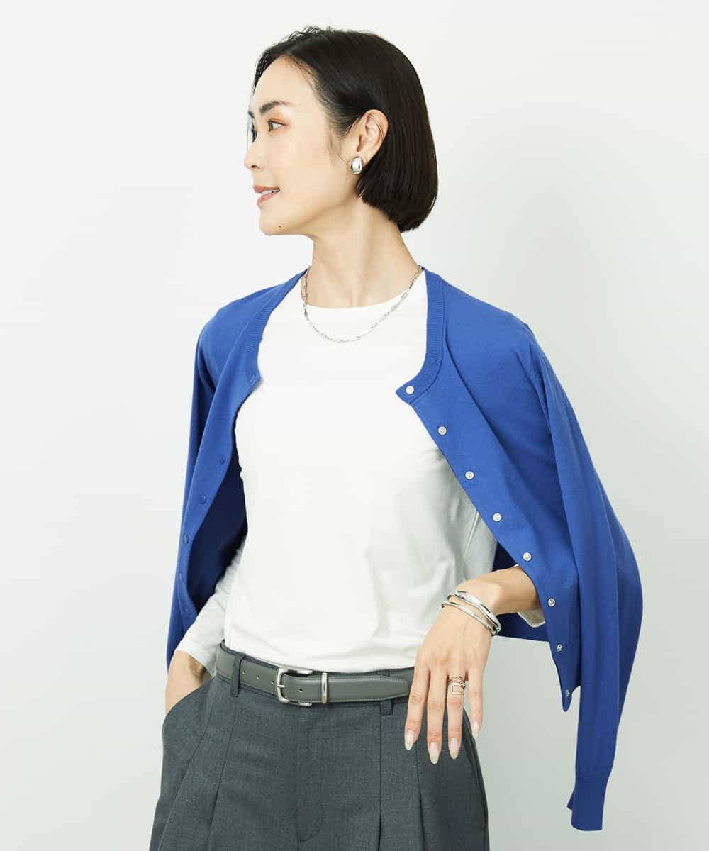 FMSDD13230 MICHEL KLEIN(ミッシェルクラン) コンパクトクルーネックカーディガン ベージュ