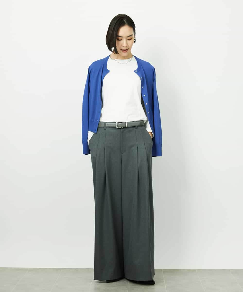 FMSDD13230 MICHEL KLEIN(ミッシェルクラン) コンパクトクルーネックカーディガン ベージュ