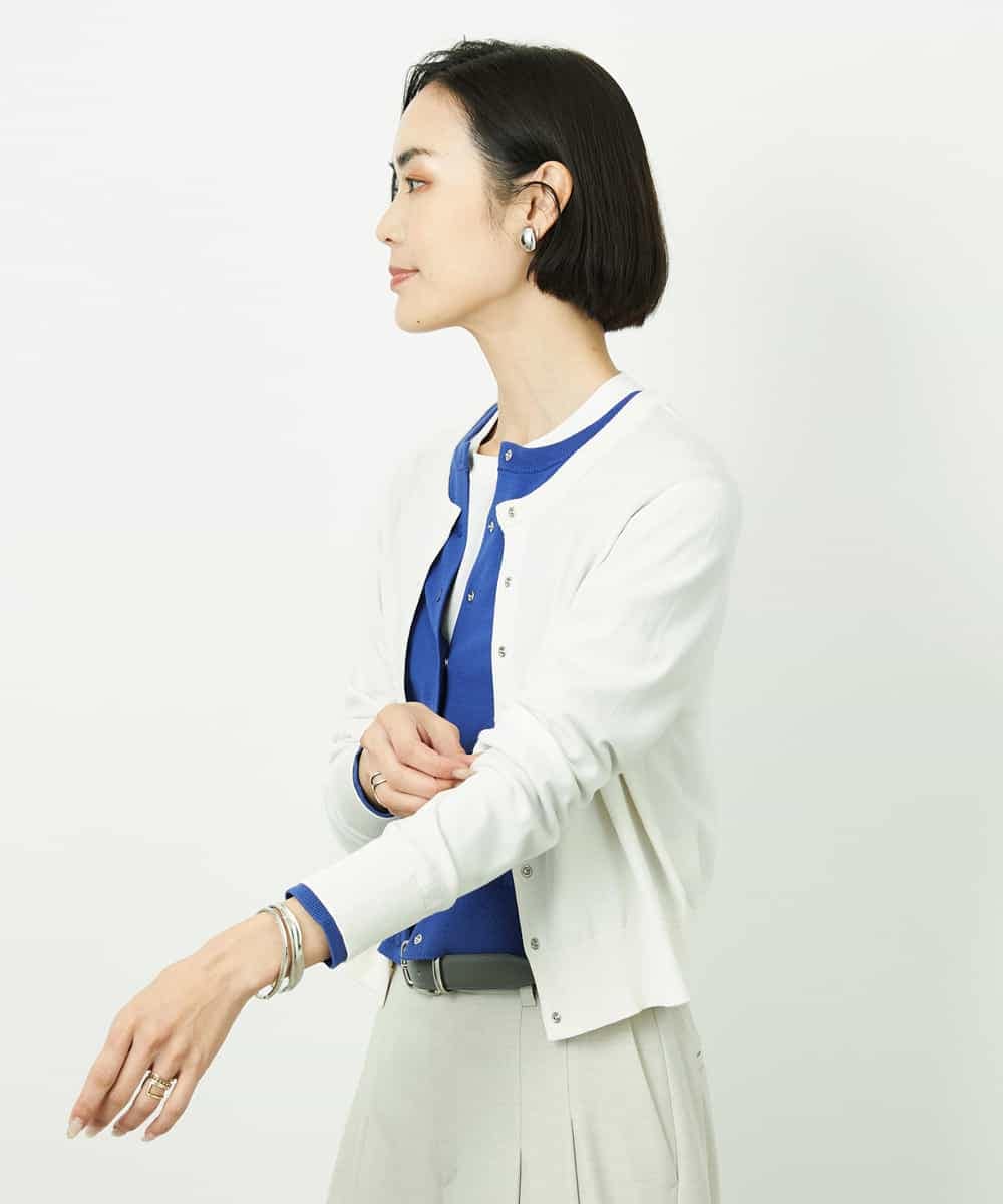 FMSDD13230 MICHEL KLEIN(ミッシェルクラン) コンパクトクルーネックカーディガン ベージュ