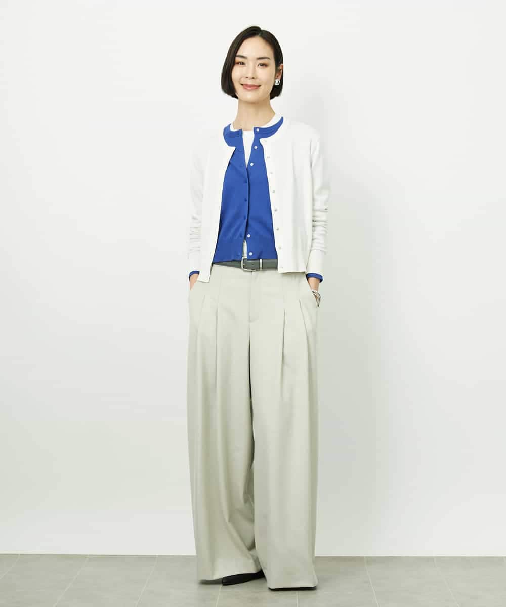 FMSDD13230 MICHEL KLEIN(ミッシェルクラン) コンパクトクルーネックカーディガン ベージュ