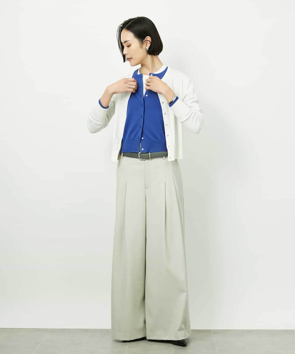 FMSDD13230 MICHEL KLEIN(ミッシェルクラン) コンパクトクルーネックカーディガン ベージュ