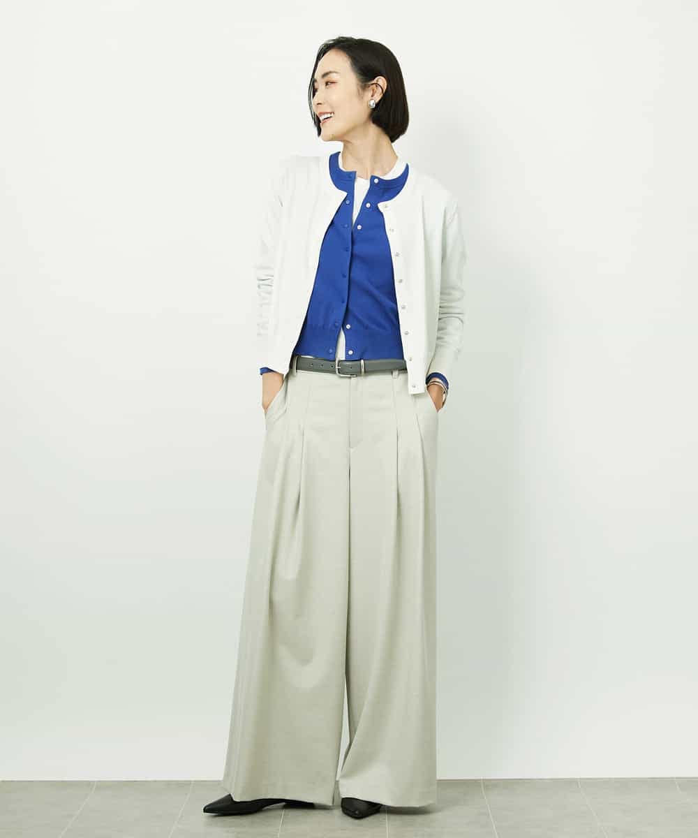 FMSDD13230 MICHEL KLEIN(ミッシェルクラン) コンパクトクルーネックカーディガン ベージュ