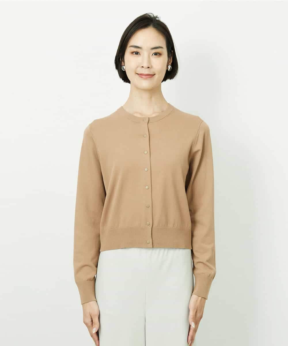 FMSDD13230 MICHEL KLEIN(ミッシェルクラン) コンパクトクルーネックカーディガン ベージュ