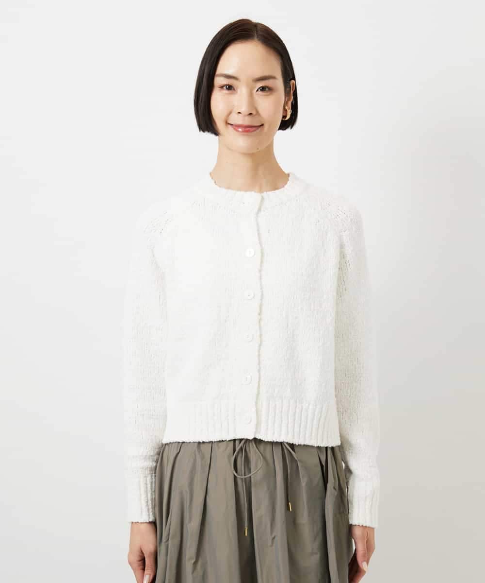 FMSDD14230 MICHEL KLEIN(ミッシェルクラン) クルーネックカーディガン ホワイト