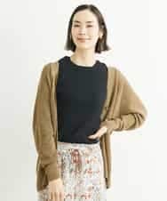 FMSFS19300 MICHEL KLEIN(ミッシェルクラン) ホールガーメント(R)フレンチリネンVネックカーディガン ブラウン(17)