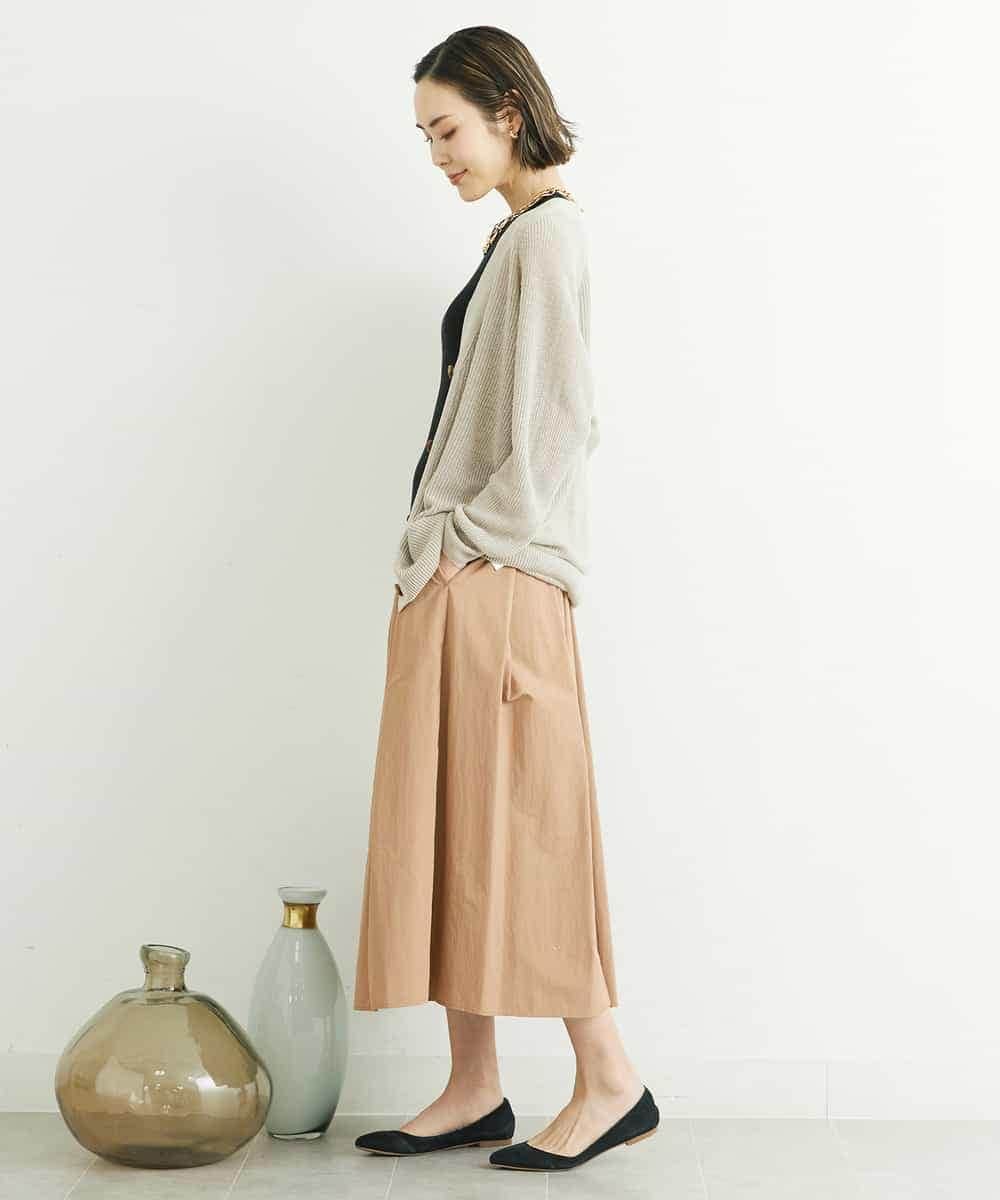 FMSFS19300 MICHEL KLEIN(ミッシェルクラン) ホールガーメント(R)フレンチリネンVネックカーディガン ベージュ(82)