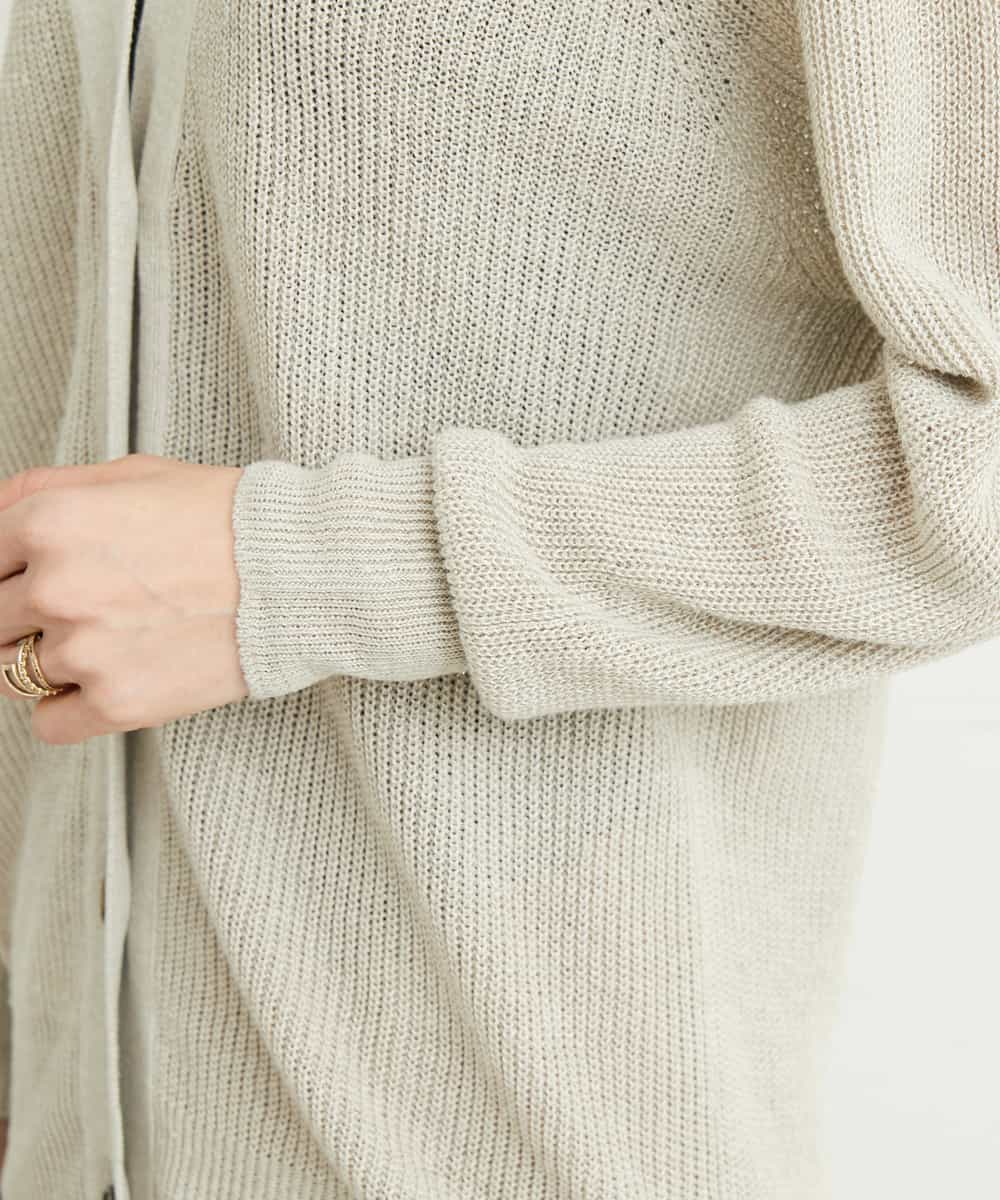 FMSFS19300 MICHEL KLEIN(ミッシェルクラン) ホールガーメント(R)フレンチリネンVネックカーディガン ベージュ(82)