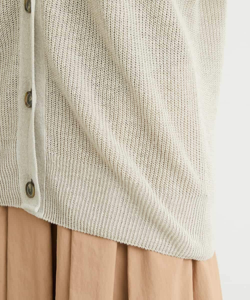 FMSFS19300 MICHEL KLEIN(ミッシェルクラン) ホールガーメント(R)フレンチリネンVネックカーディガン ベージュ(82)