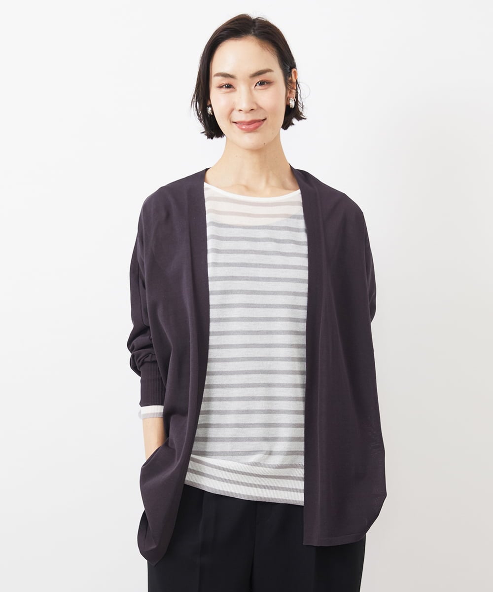FMSGA10200 MICHEL KLEIN(ミッシェルクラン) ドルマンスリーブロングカーディガン(WEB限定カラーあり) ダークグレー