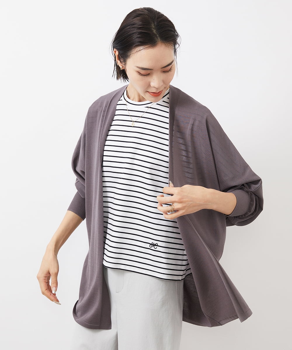 FMSGA10200 MICHEL KLEIN(ミッシェルクラン) ドルマンスリーブロングカーディガン(WEB限定カラーあり) ダークグレー