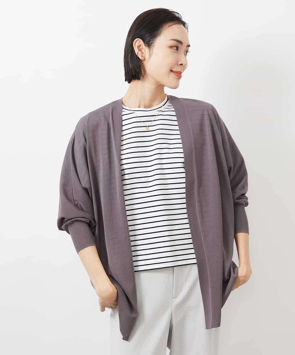 FMSGA10200 MICHEL KLEIN(ミッシェルクラン) ドルマンスリーブロングカーディガン(WEB限定カラーあり) ダークグレー