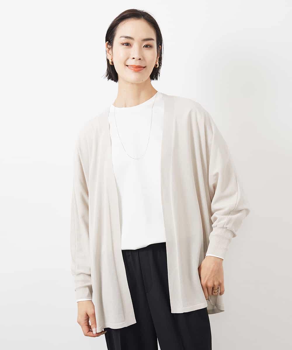 FMSGA10200 MICHEL KLEIN(ミッシェルクラン) ドルマンスリーブロングカーディガン(WEB限定カラーあり) ダークグレー