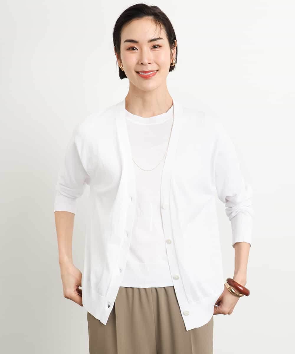 FMSGA18230 MICHEL KLEIN(ミッシェルクラン) [アンサンブル対応/接触冷感]Vネックニットカーディガン ブラック