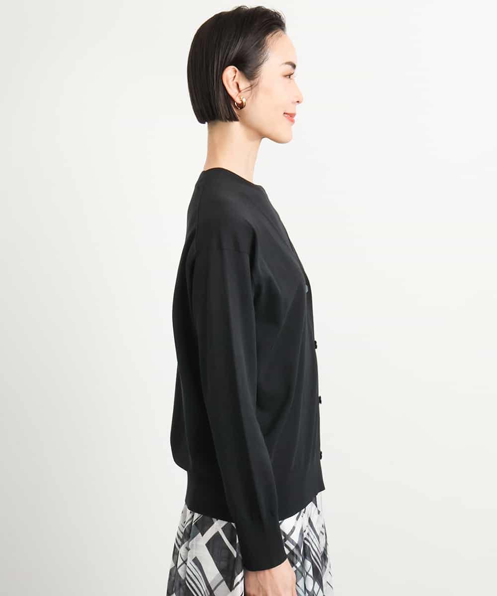 FMSGA18230 MICHEL KLEIN(ミッシェルクラン) [アンサンブル対応/接触冷感]Vネックニットカーディガン ブラック