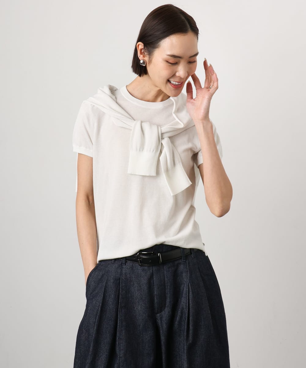 FMSGD24230 MICHEL KLEIN(ミッシェルクラン) [アンサンブル対応]シアーカーディガン アイボリー