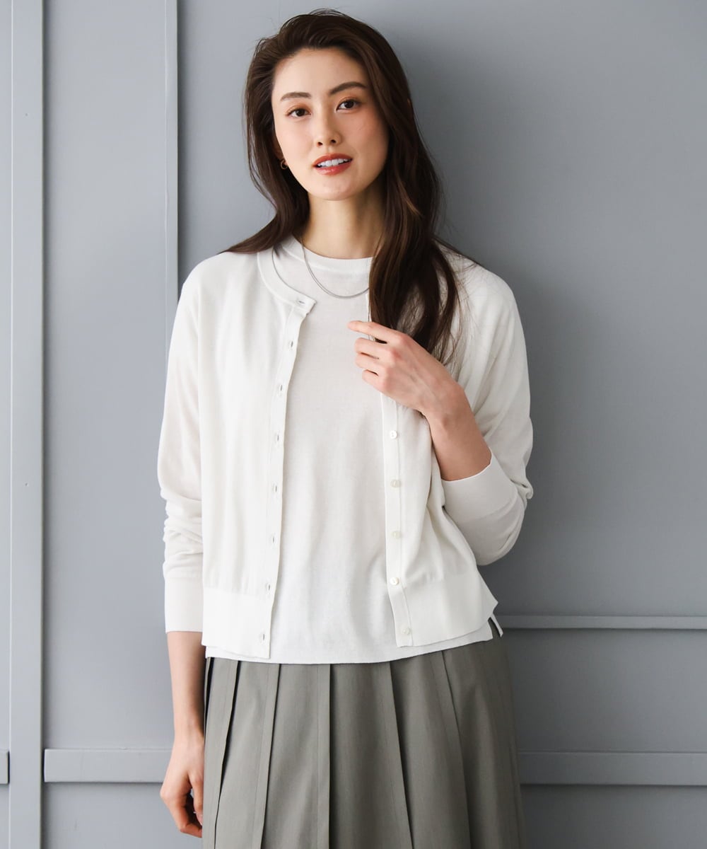 FMSGD24230 MICHEL KLEIN(ミッシェルクラン) [アンサンブル対応]シアーカーディガン アイボリー