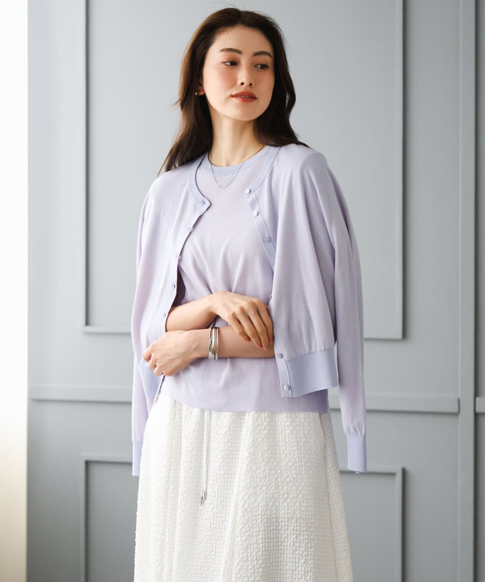 FMSGD24230 MICHEL KLEIN(ミッシェルクラン) [アンサンブル対応]シアーカーディガン アイボリー