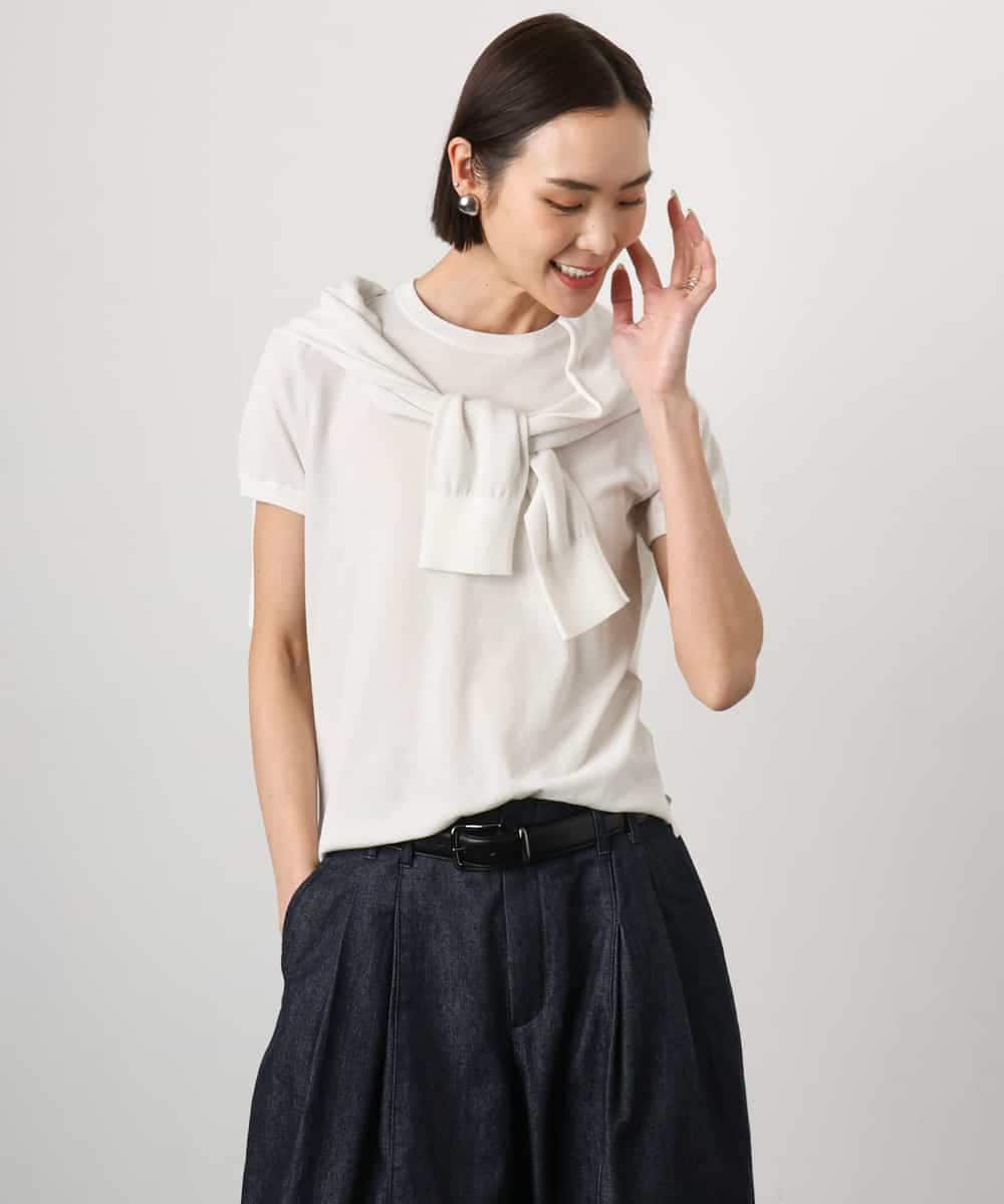 FMSGD24230 MICHEL KLEIN(ミッシェルクラン) [アンサンブル対応]シアーカーディガン アイボリー