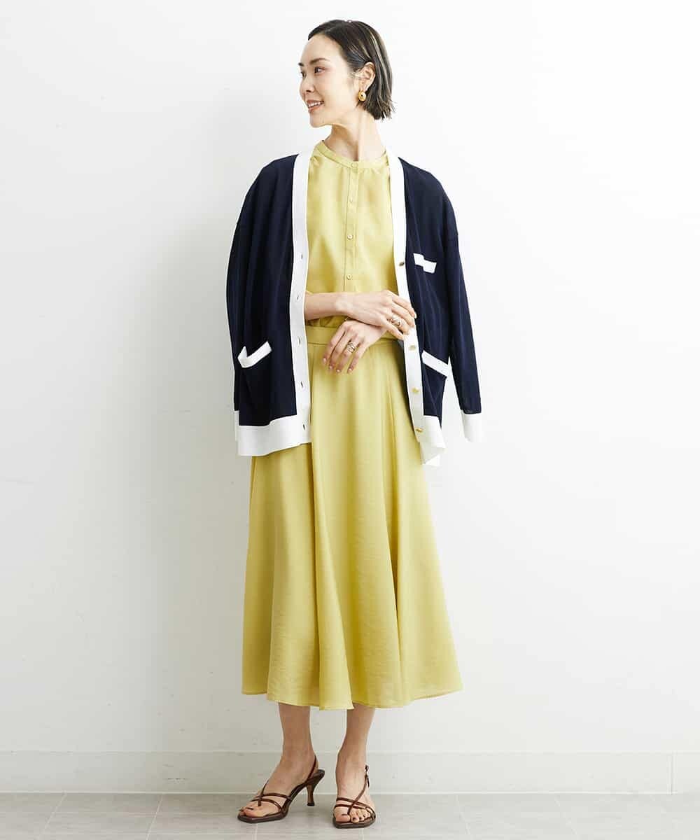 FMSGS26230 MICHEL KLEIN(ミッシェルクラン) Vネックメタルボタンロングカーディガン（アンサンブル対応） ネイビー(57)