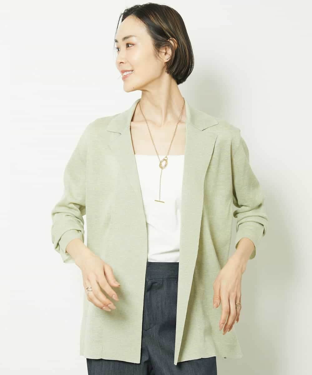 FMSGV28250 MICHEL KLEIN(ミッシェルクラン) ジャケットライクカーディガン ライムグリーン(25)