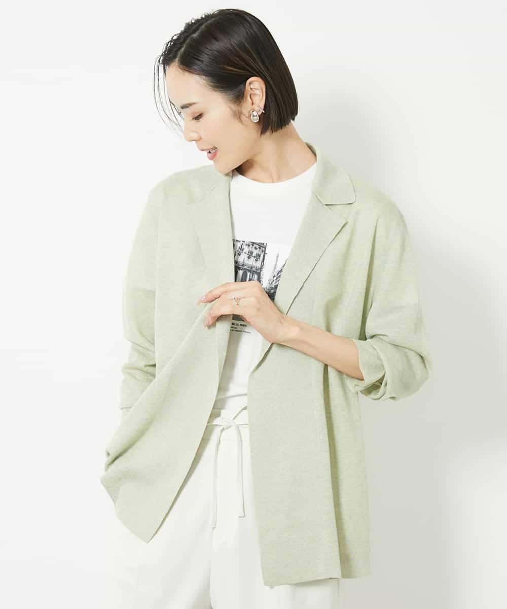 FMSGV28250 MICHEL KLEIN(ミッシェルクラン) ジャケットライクカーディガン ライムグリーン(25)