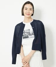 FMSGV32230 MICHEL KLEIN(ミッシェルクラン) ドライタッチシアーカーディガン ライトブルー(53)