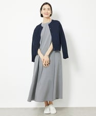 FMSGV32230 MICHEL KLEIN(ミッシェルクラン) ドライタッチシアーカーディガン ライトブルー(53)