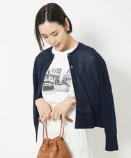 FMSGV32230 MICHEL KLEIN(ミッシェルクラン) ドライタッチシアーカーディガン ネイビー(57)