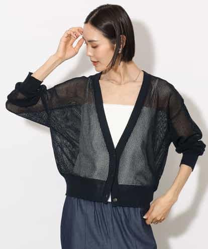 FMSHA01240 MICHEL KLEIN [ホールガーメント]メッシュカーディガン