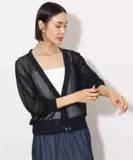 FMSHA01240 MICHEL KLEIN(ミッシェルクラン) [ホールガーメント]メッシュカーディガン ネイビー