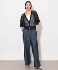 FMSHA01240 MICHEL KLEIN(ミッシェルクラン) [ホールガーメント]メッシュカーディガン ネイビー
