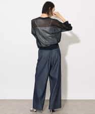 FMSHA01240 MICHEL KLEIN(ミッシェルクラン) [ホールガーメント]メッシュカーディガン ネイビー