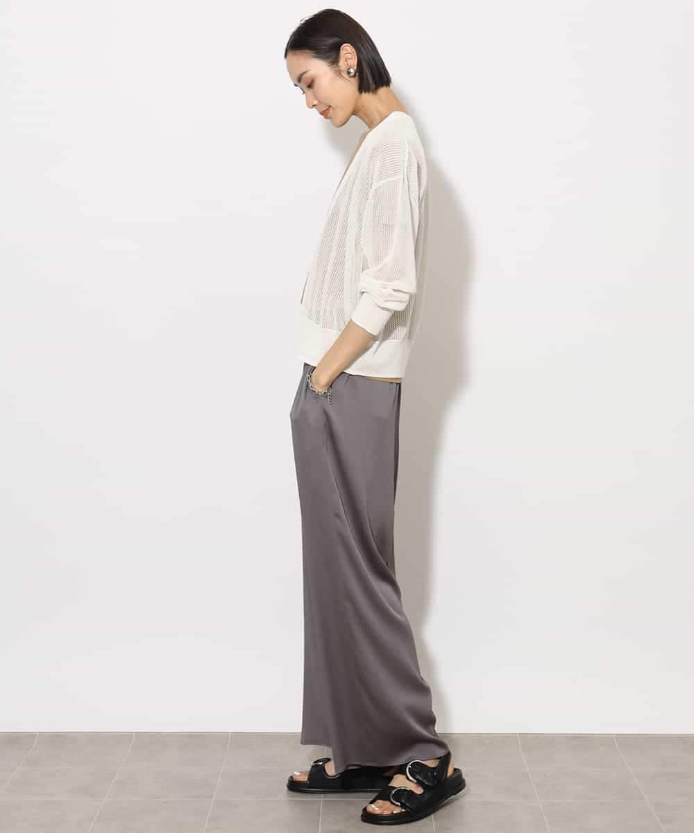 FMSHA01240 MICHEL KLEIN(ミッシェルクラン) [ホールガーメント]メッシュカーディガン ネイビー