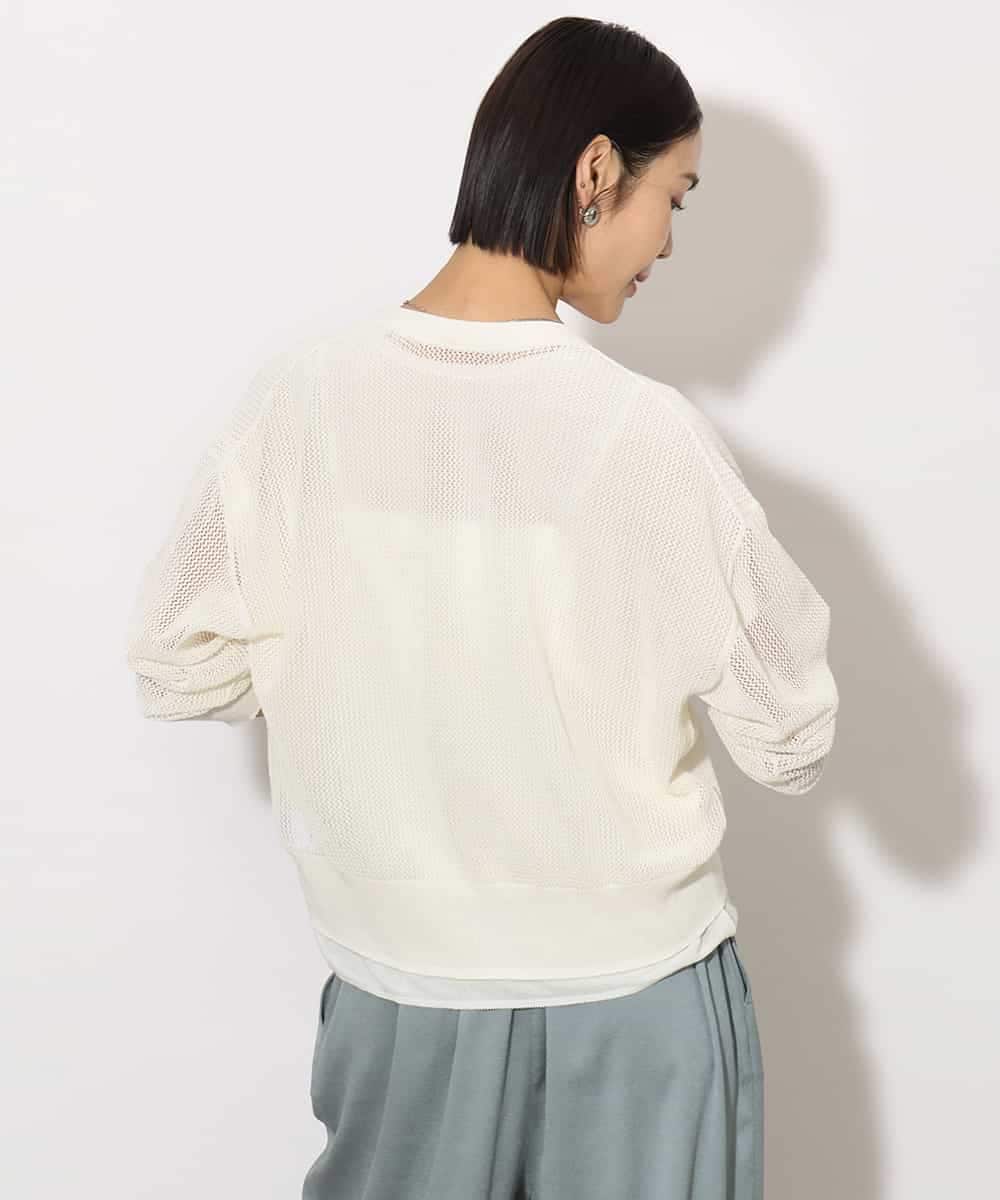 FMSHA01240 MICHEL KLEIN(ミッシェルクラン) [ホールガーメント]メッシュカーディガン ネイビー