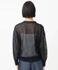 FMSHA01240 MICHEL KLEIN(ミッシェルクラン) [ホールガーメント]メッシュカーディガン ネイビー